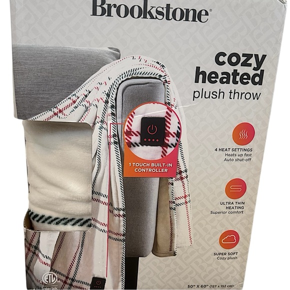 New Brookstone Cozy Heated Plush Throw Heat 4 Settings Built In Controller 50x60 - Picture 9 of 14